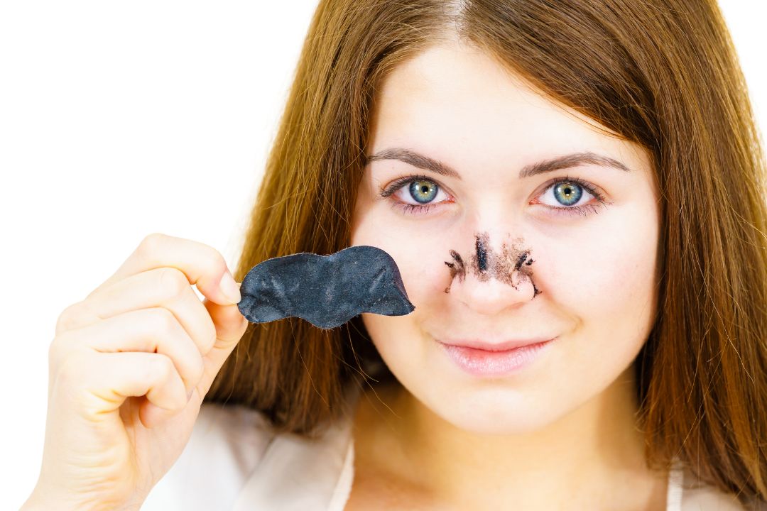 pore strip on womans face