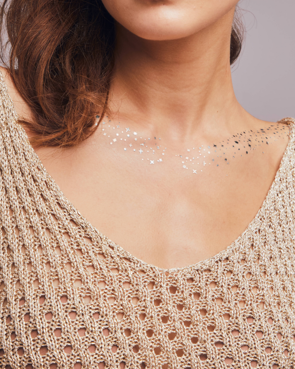 Silver Decolletage Glitter Makeup Patches